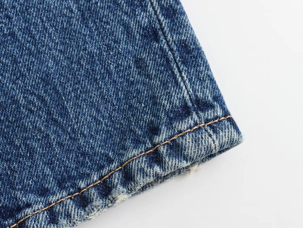 Maxdutti British fFashion Street Distressed Jeans Boyfriend Style Pants Girls Retro Loose Casual Jeans For Women Harem Denim