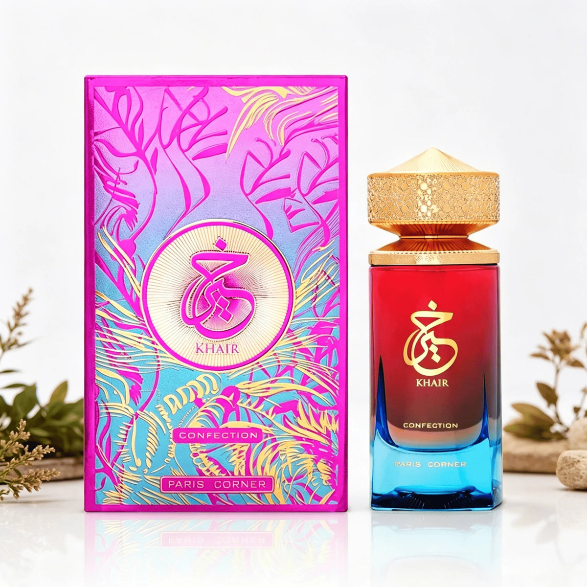 Paris Corner Khair Confection Unisex Deodorant Long Lasting Sweet Fruity Gourmand Anti-Odor Body Spray Gradient Red Blue Square Bottle Luxury Arabian Fragrance Deodorant Gift for Men Women