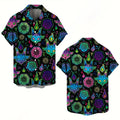 Skull 3D Printed Men's Hawaiian Shirt Street Gothic Style Trendy Vintage Lapel Tops Summer Y2K Casual Short Sleeve Beach Shirt