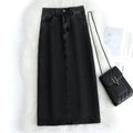 Women Denim Skirt Spring A Line Summer High Waist Loose Split Hem Dark Blue Chic Casual Streetwear Jean Midi Skirt Streetwear