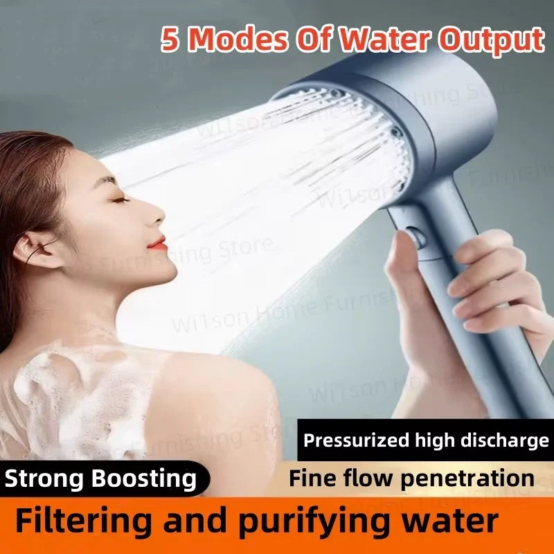 For Xiaomi 5 Modes Water Saving Shower Head Adjustable High Pressure Showerhead Handheld Spray Hangable Bathroom Accessories ﻿