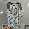 Fashion Brand Tshirts Heavy Industry High Temperature Rhinestone Love Cartoon Summer New Short Sleeve T-shirt Chiffon  Tees Tops