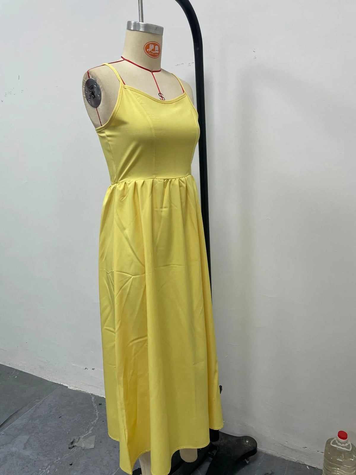 A Line High Waist Dress with Geometric Pattern No Closure Japanese Korean Casual Slim Fit Midi Length Women Summer Dress
