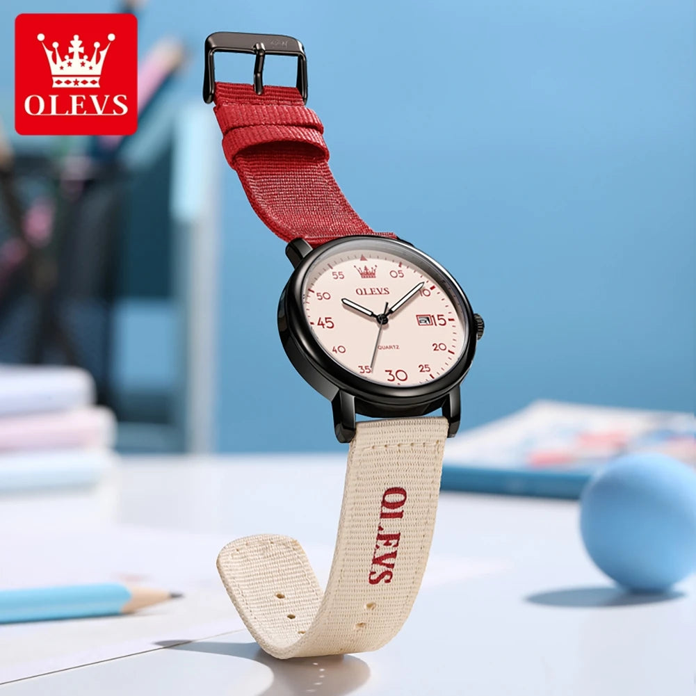 OLEVS 2997 Original Quartz Movement Student Fashion Watch Calendar Digital Dial Night Light Function 30m Waterproof Watch