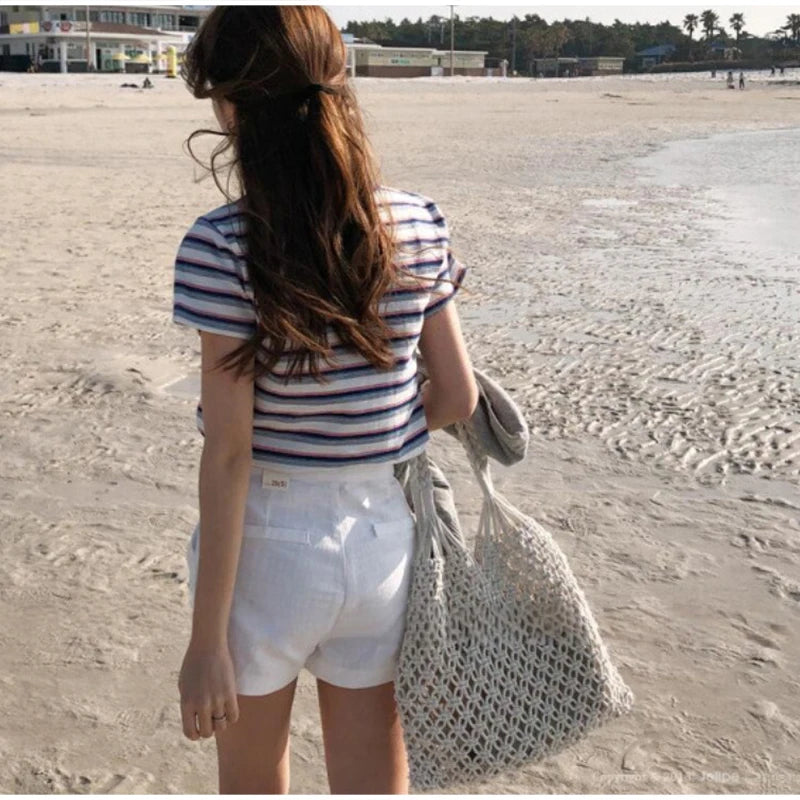 Hollow Crochet Mesh Woven Shoulder Bag With Inner Pocket,Women Solid Color Handbag,Summer Work Beach Vacation Commuting Tote Bag