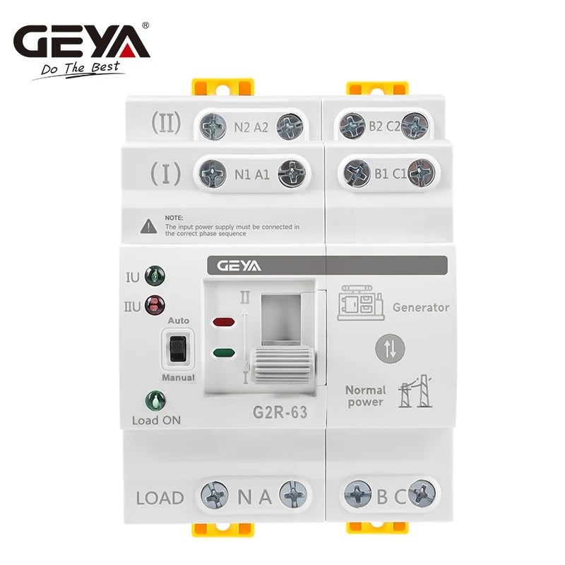 ATS Mini Automatic Transfer Switch 220V Din Rail Dual Power Electrical Selector Switches Uninterrupted Power 63A