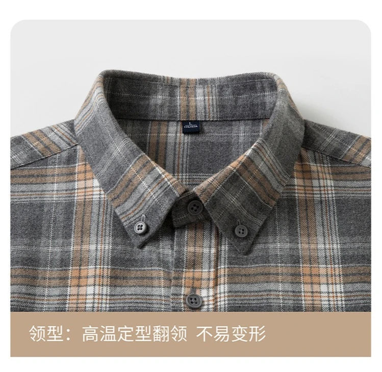 100% Cotton Flannel Shirt Long Sleeve, Plaid Winter Casual Shirt, Anti-Wrinkle Soft Brushed Fabric, Multi-Color Sizes M-4XL