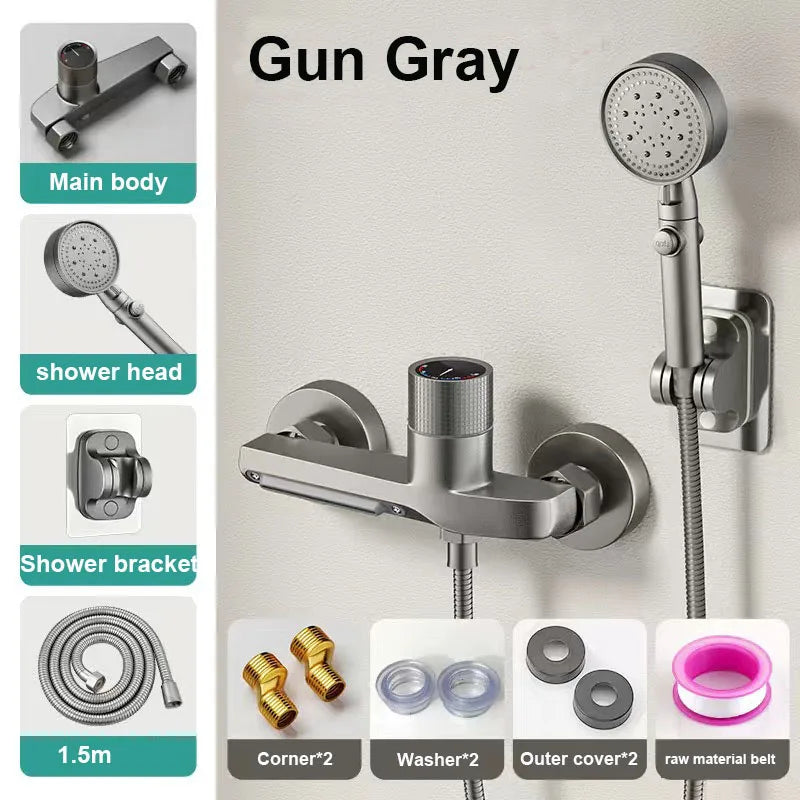 Brass Bathroom Shower Faucet Basin Faucets Wall Mounted Triple Tub Faucet Hot and Cold Water Mixing Valve Faucet