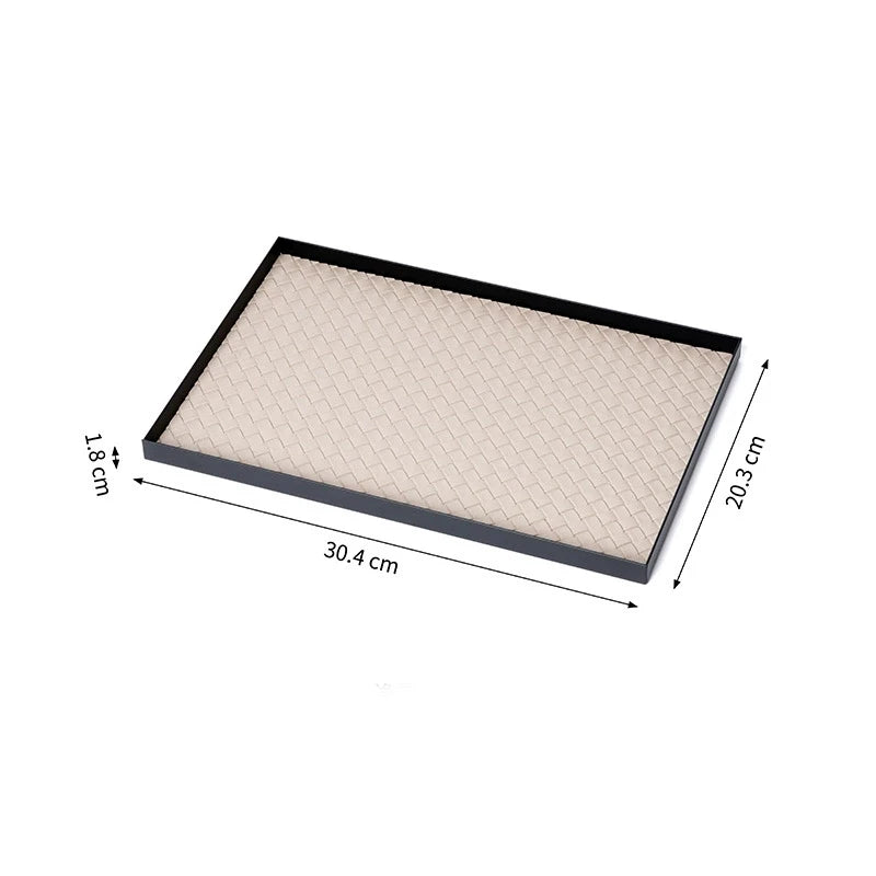 AhunderJiaz Modern Light Luxury Jewelry Entryway Storage Tray Black Leather Aroma Trays Home Storage Decoration & Organization