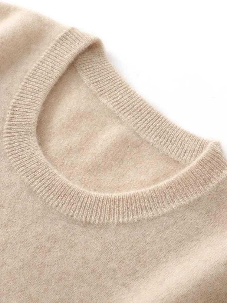 Autumn Winter Men O-neck 100% Merino Wool Pullover Cashmere Sweater Basic Casual Bottom Business Knitwear Soft Warm Clothing