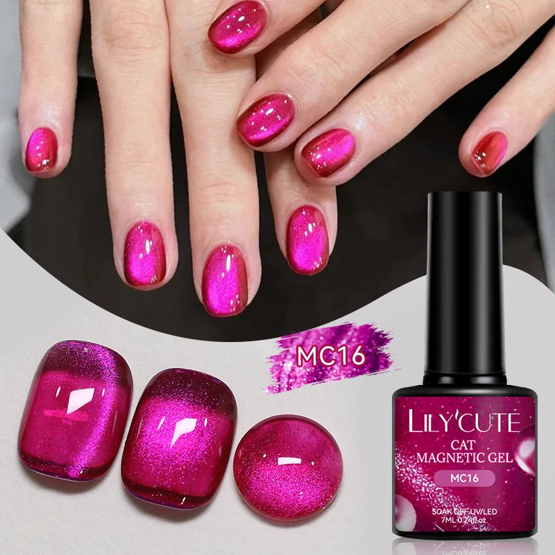 LILYCUTE 7ml Gold Coffee Cat Magnetic Gel Nail Polish Autumn Winter Nails Ultra Shine Moonlight Semi Permanent UV Gel Soak Off