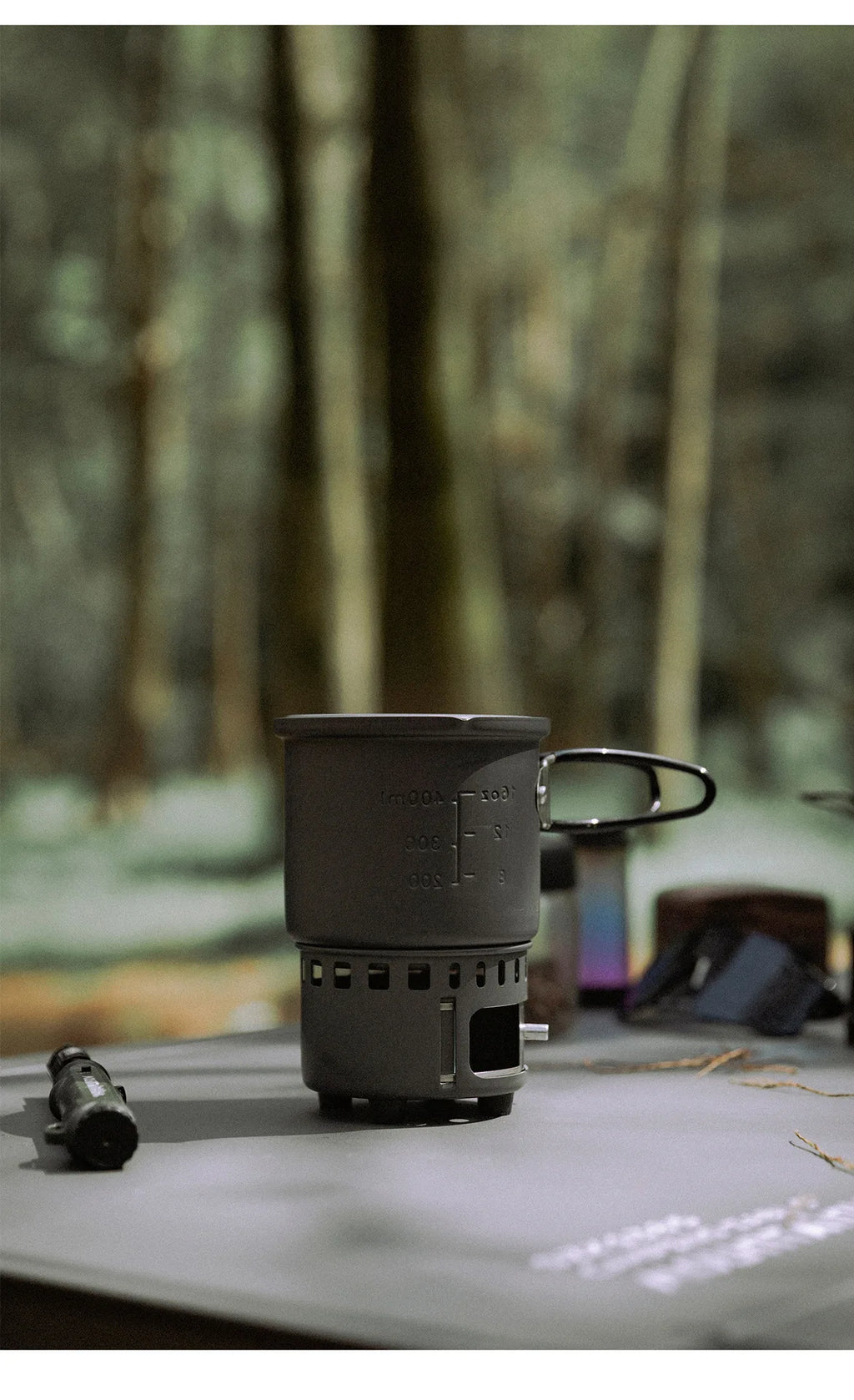 MOUNTAINHIKER Camping Cookware Set, Ultralight Portable Alcohol Stove Set with Pot, Windproof Integrated Cooking Kit for Hiking
