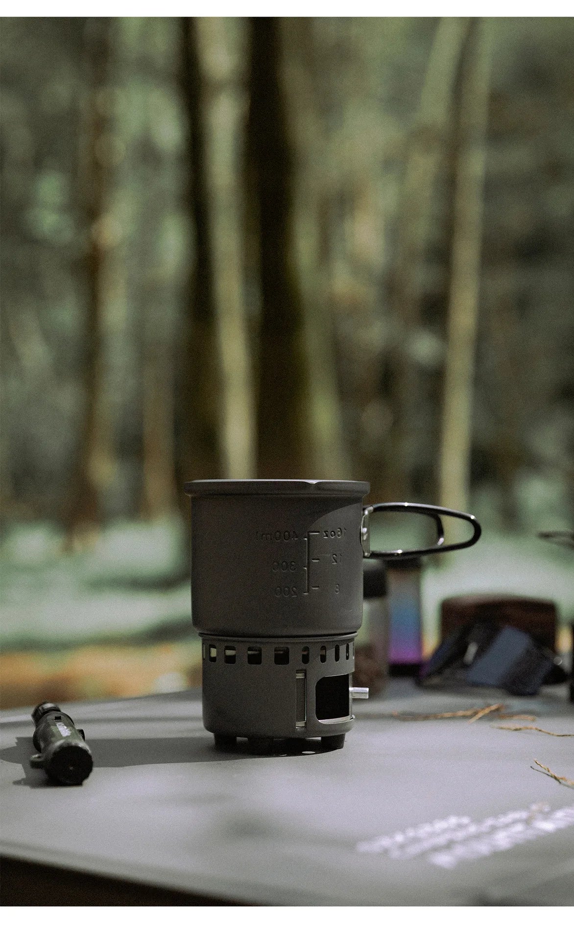 MOUNTAINHIKER Camping Cookware Set, Ultralight Portable Alcohol Stove Set with Pot, Windproof Integrated Cooking Kit for Hiking