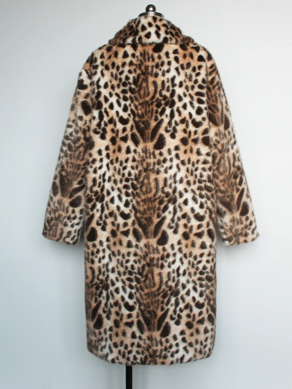Men Faux Fur Coats Leopard Jackets Color Blocked Turn Down Collar Long Sleeve Single Breasted Straight Casual 2025 Autumn Winter