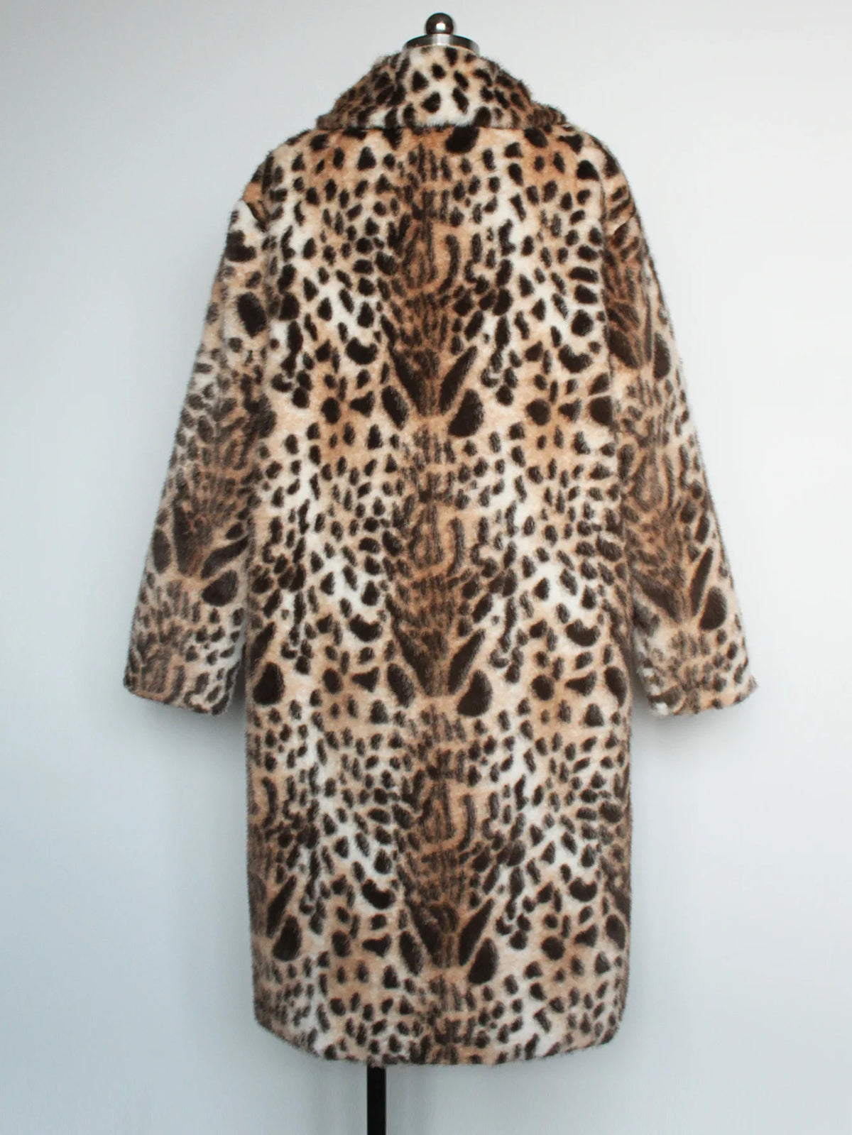 Men Faux Fur Coats Leopard Jackets Color Blocked Turn Down Collar Long Sleeve Single Breasted Straight Casual 2025 Autumn Winter