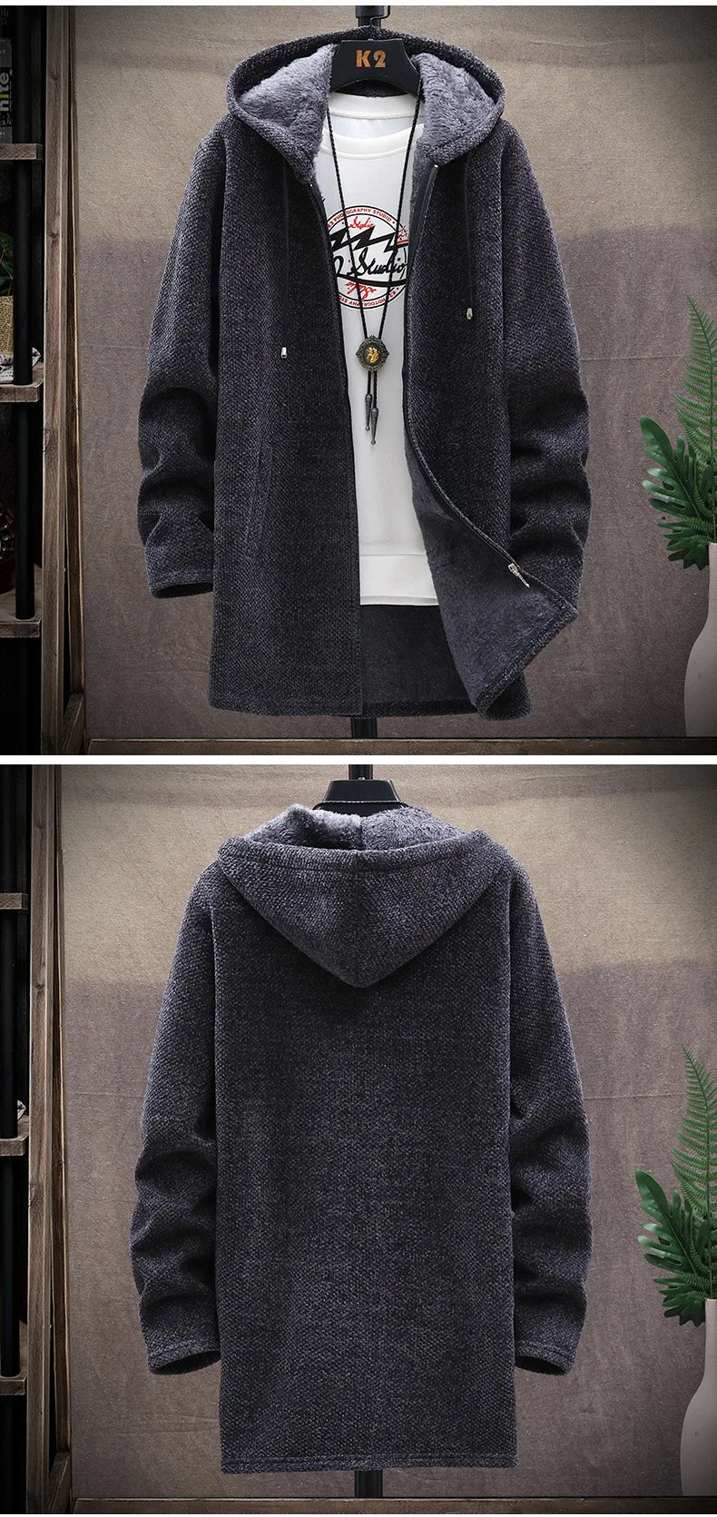 Winter New Arrival Men's Sweaters Hooded Cardigan Coats Men Knitted Jacket Fleece Lining Solid Color Youth Casual Sweater MY324