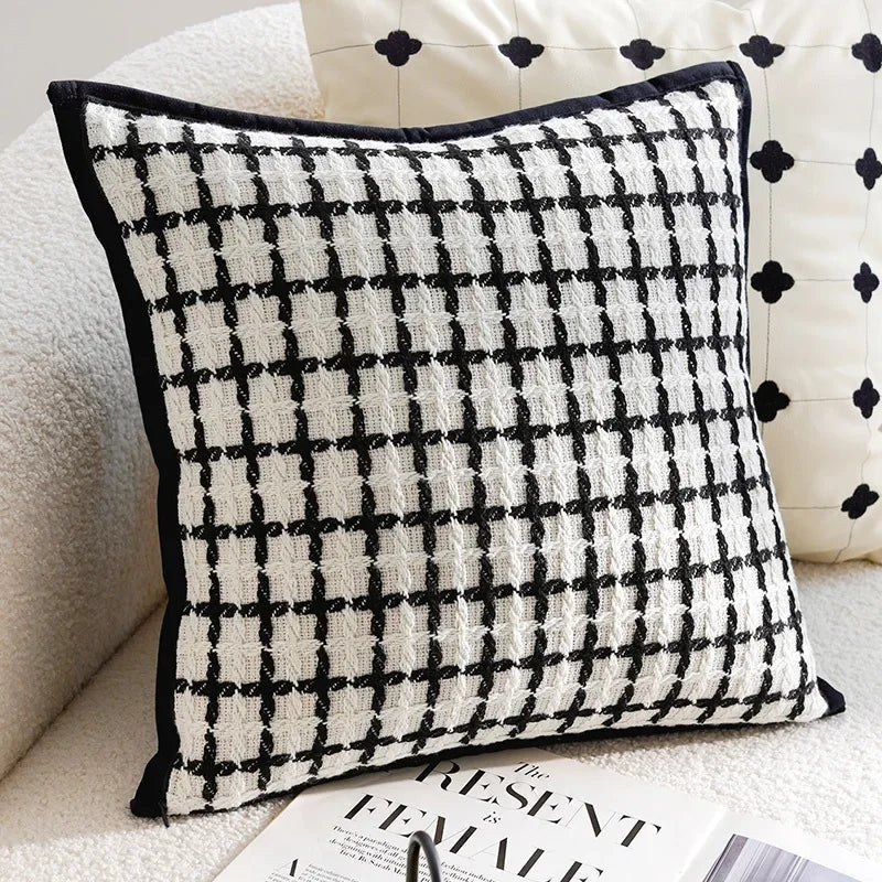 45x45/30x50cm Black White Embroidered Pillow Cover Decorative Cushions Pillow Covers Decorative Modern Light Luxury Sofa Decor