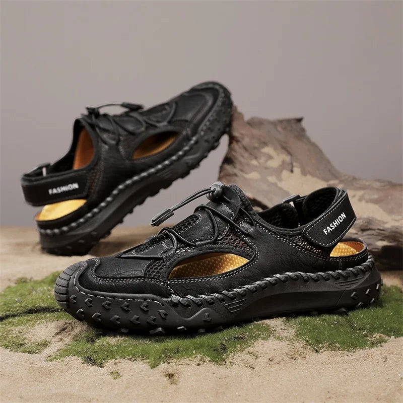 Summer Men Sandals Genuine Leather Mens Casual Shoes Outdoor Men Leather Sandals for Men Beach Shoes Roman mens Shoes