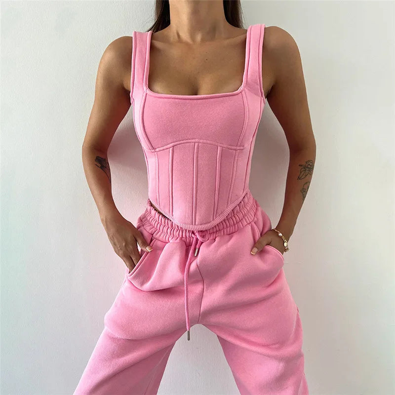 2026 Autumn and Winter New Women's Clothing Hooded Sweater Blouse Suspender Small Vest Waist Trousers Three-piece Women's