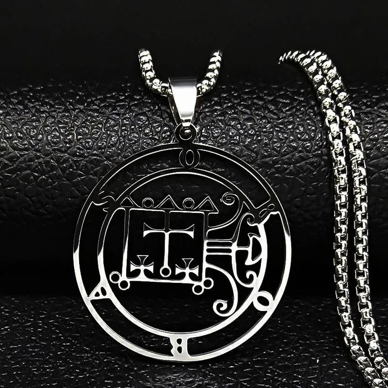 2024 Fashion Sigeal Sigil De Lucifer Stainless Steel Satan Necklace Asmoday Lazer Key Baphomet Stamp Jewelry N7118S03