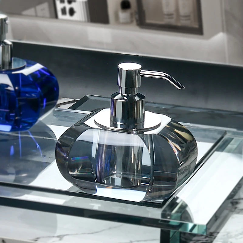 Crystal Glass Press Lotion Bottle Soap Dispenser Hand Sanitizer Dispensing Bottle Luxury Crystal Glass Lotion Bottle Bathroom