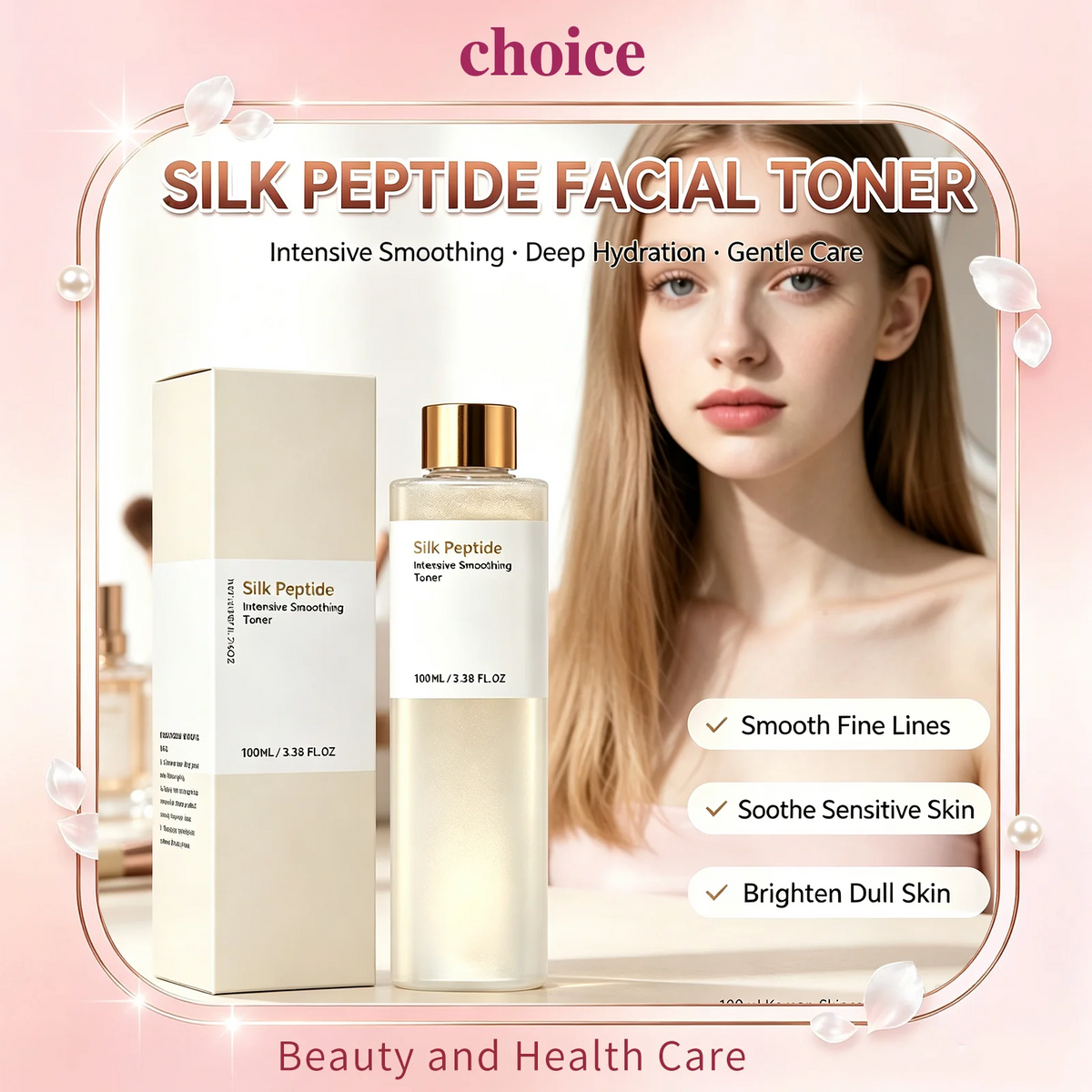 Silk Peptide Facial Toner EGF Intensive Smooth Essence Water Soothe Sensitive Skin Brighten Dull Skin Korean Skincare Face Toner