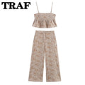 Women Two Pieces Pants Sets 2026 New Fashion Embroidery Crop Top + Trousers Women's Suit Casual 2 Piece Set Woman Outfits
