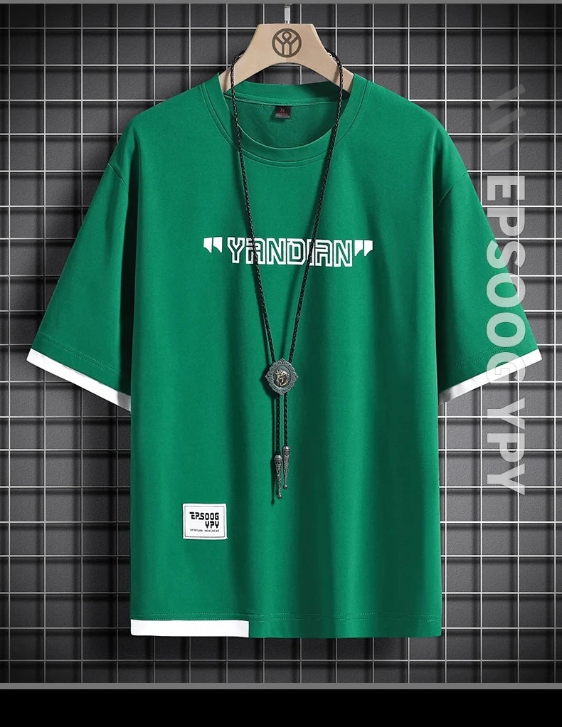 Hip Hop Loose Mens Streetwear T-shirts Casual Classic 2023 Summer Short Sleeves Black White Tshirt Tees Plus Oversize 5XL 6XL