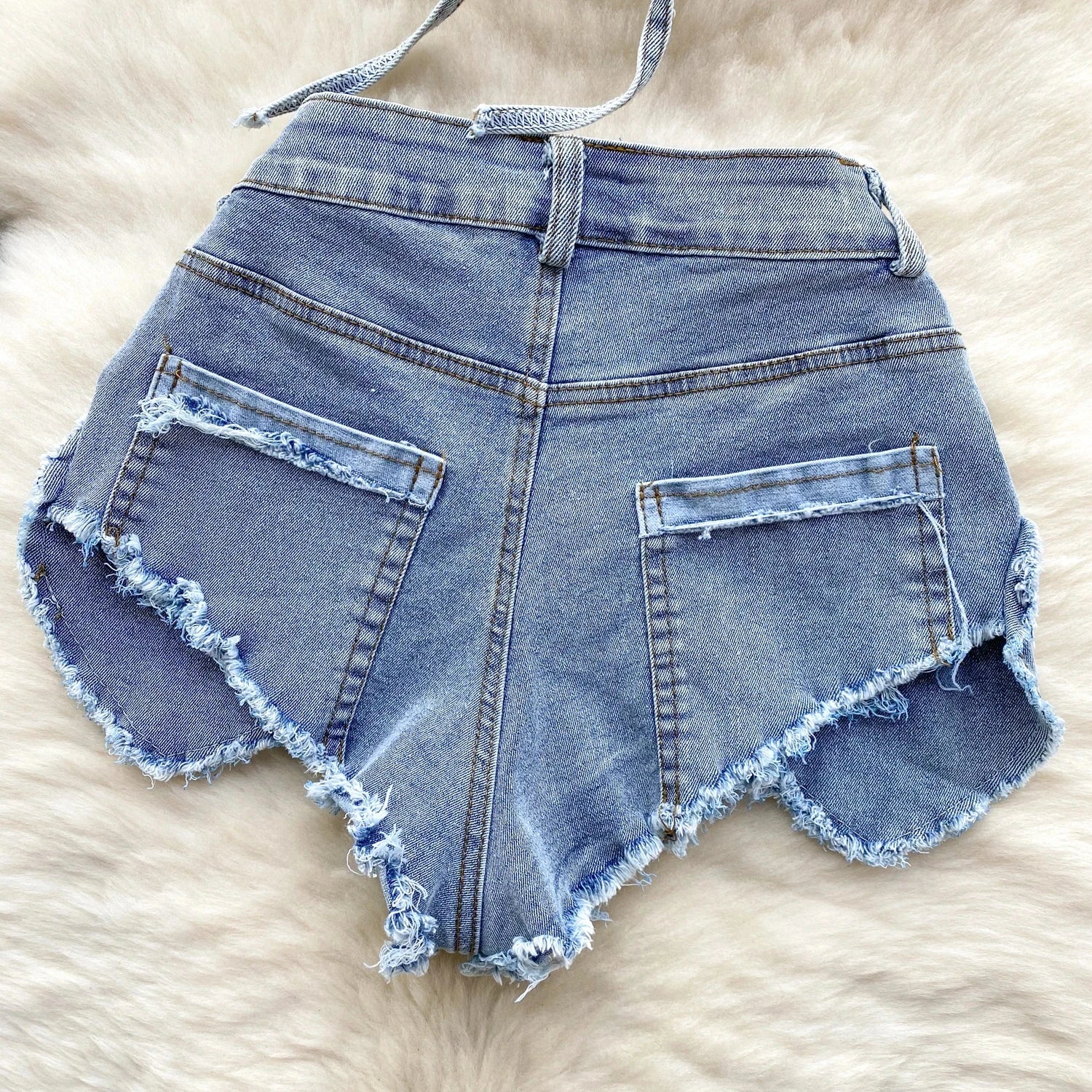 Retro Women Bikini Denim Suits Summer Halter Camis Mini Short Pant Fashion Vacation Suits Sexy Comfortable