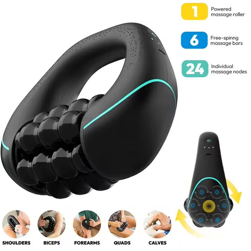 Mini Rolling Percussive Massager Whole Body Fatigue Relief Deep Tissue and Muscle Recovery Rechargeable Powerful 3-Speed Spin