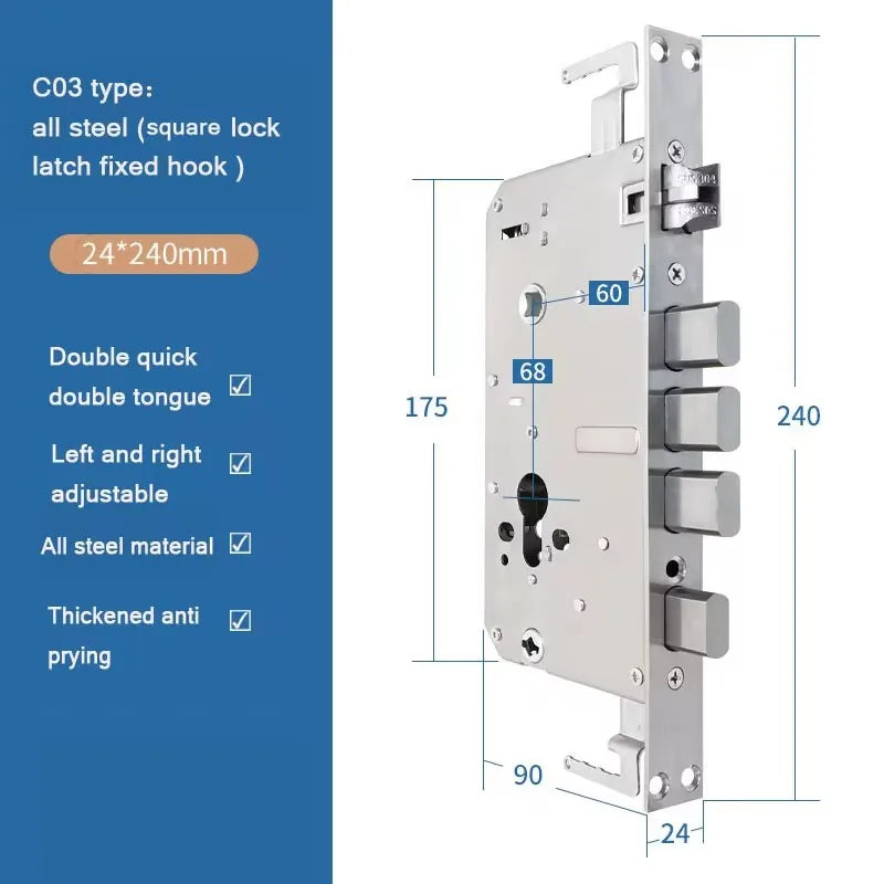 Stainless Steel Security Door Lock Body Smart Fingerprint Lock Body For Anti-theft  And 6068 Fingerprint Lock Body Accessories