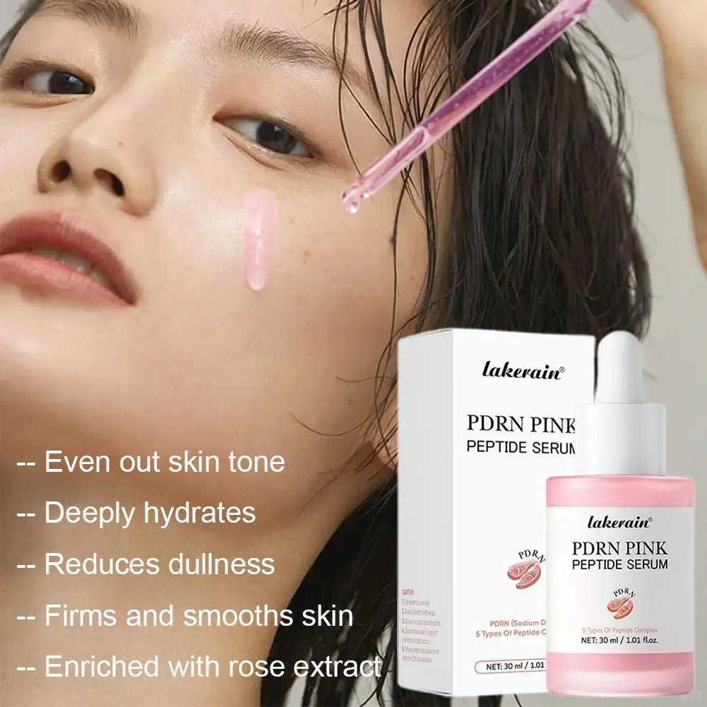 PDRN Pink Peptide Serum, Pink Glow Serum, Peptide Niacinamide Hydrating Moisturizing Firming, Uneven Skin Tone, Korean Skin Care