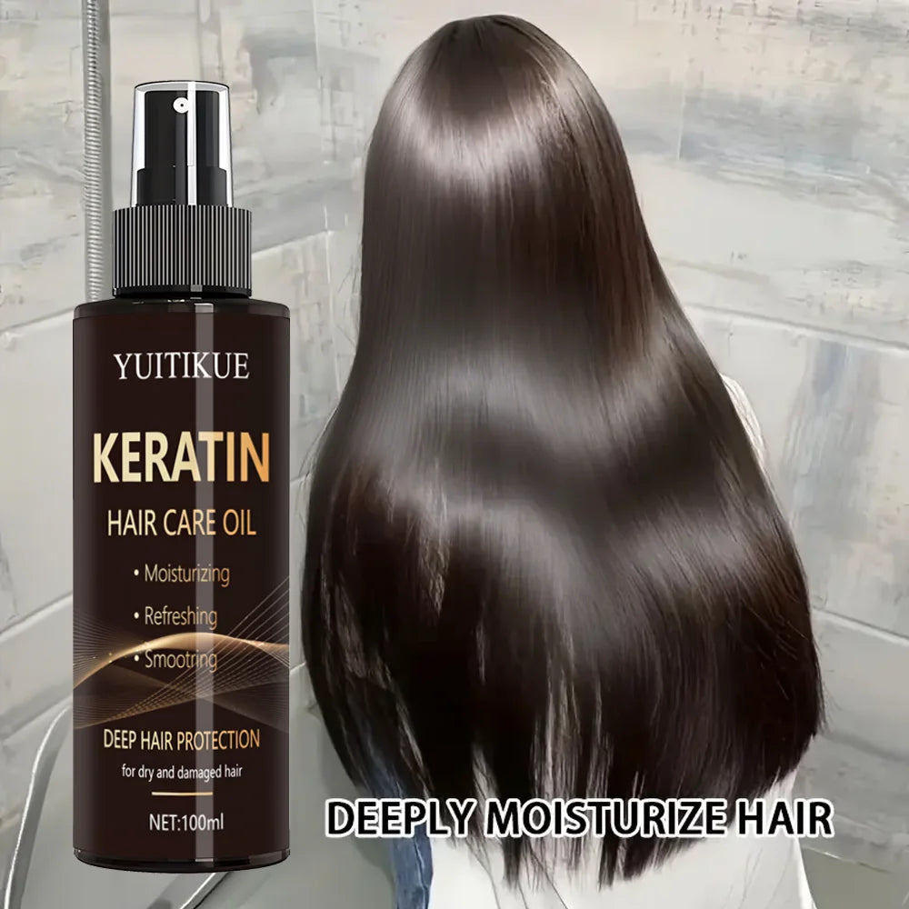 YUITIKUE Keratin Hair Care Oil Moisturizing Smoothing Refreshing Deep Protection For Dry Damaged Hair