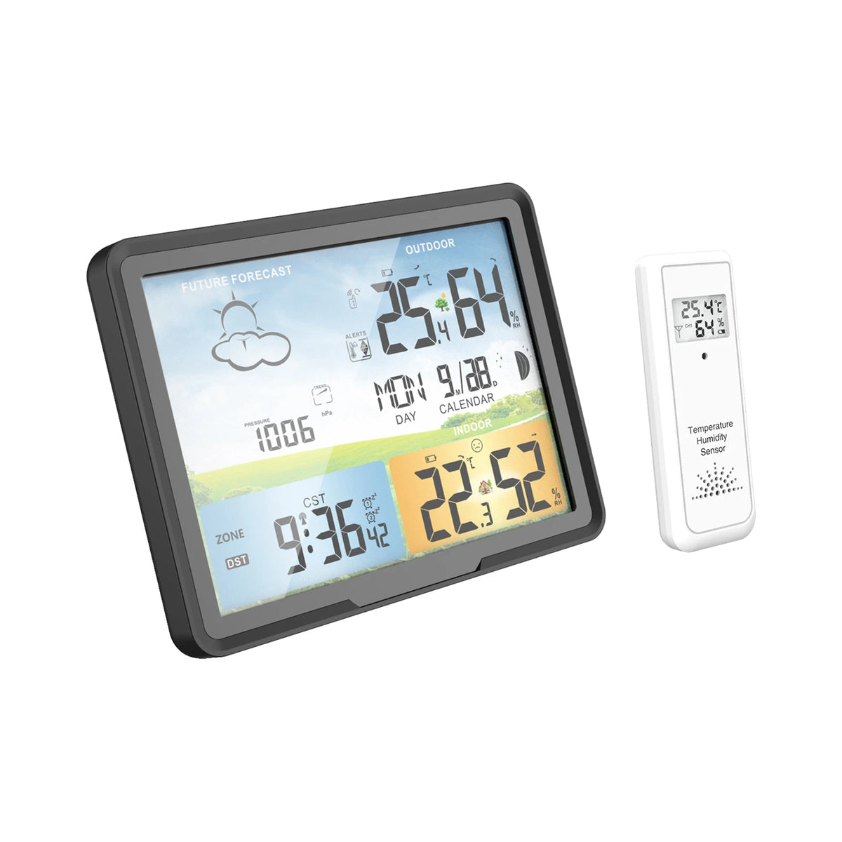 FABISENSE Wireless Weather Station with Indoor Outdoor Sensor Thermometer Hygrometer, Forecast Barometer Moon Phase, USB Powered