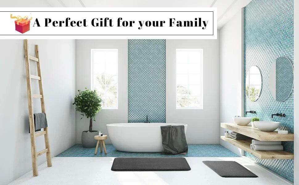 Bath Mat & Bathroom Extra Thick & Soft Memory Foam & Non Slip Super Absorbent Bathroom Rugs Bath Rug for Bathroom Floor