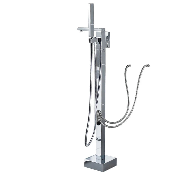 KEMAIDI Brass Freestanding Bathtub Shower Faucet Floor Tub Filler Mixer Tap 360 Degree Swivel Spout Shower Systerm Matte Black