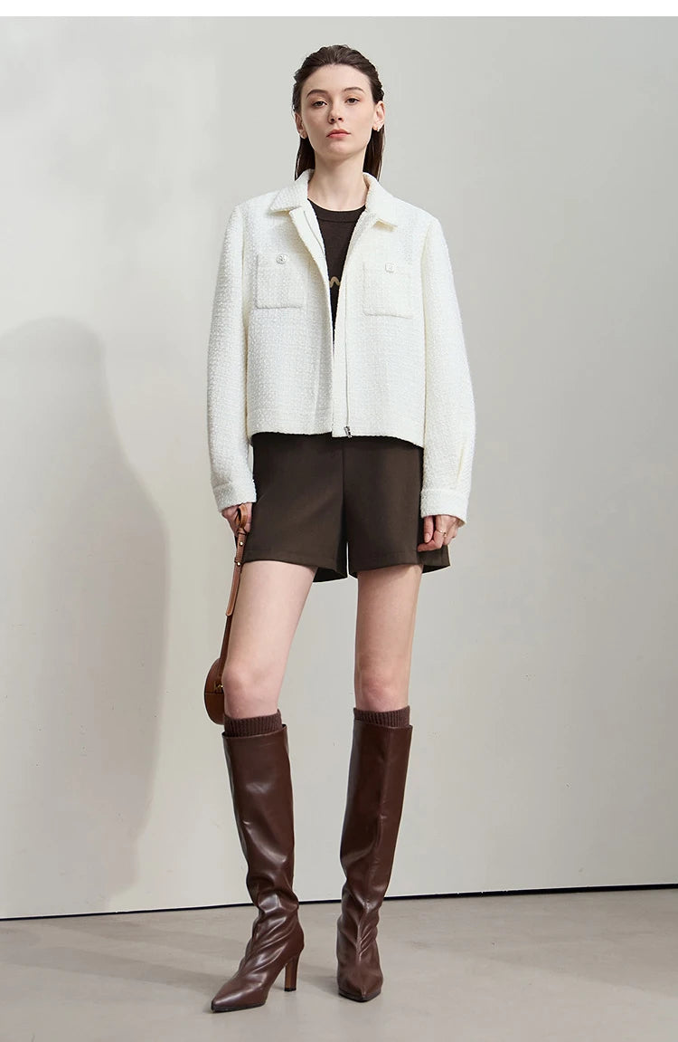 AMII 2025 Autumn Concise for Loose Casual Wide-leg Female pants Elegant Office Lady Simple  Shorts Bottoms 12523083
