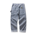3903 Good Quality Striped Jeans For Man Multi Pockets Cargo Style Straight Casual Loose Trendy Streetwear Boyfriend Denim Pants