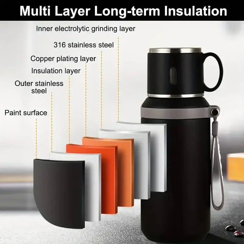 600ML Thermal Water Bottle Stainless Steel Thermos Bottle Keep Cold and Hot Water Bottle Thermos for Tea Coffee Vacuum Flasks