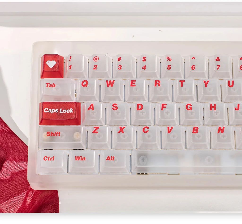 White Frog Korean Keycap Mist Pc Transparent Light Cherry 154/131 Key2.25/2.75/7U Space Bar Retro Red L Shape Enter Key Keycaps