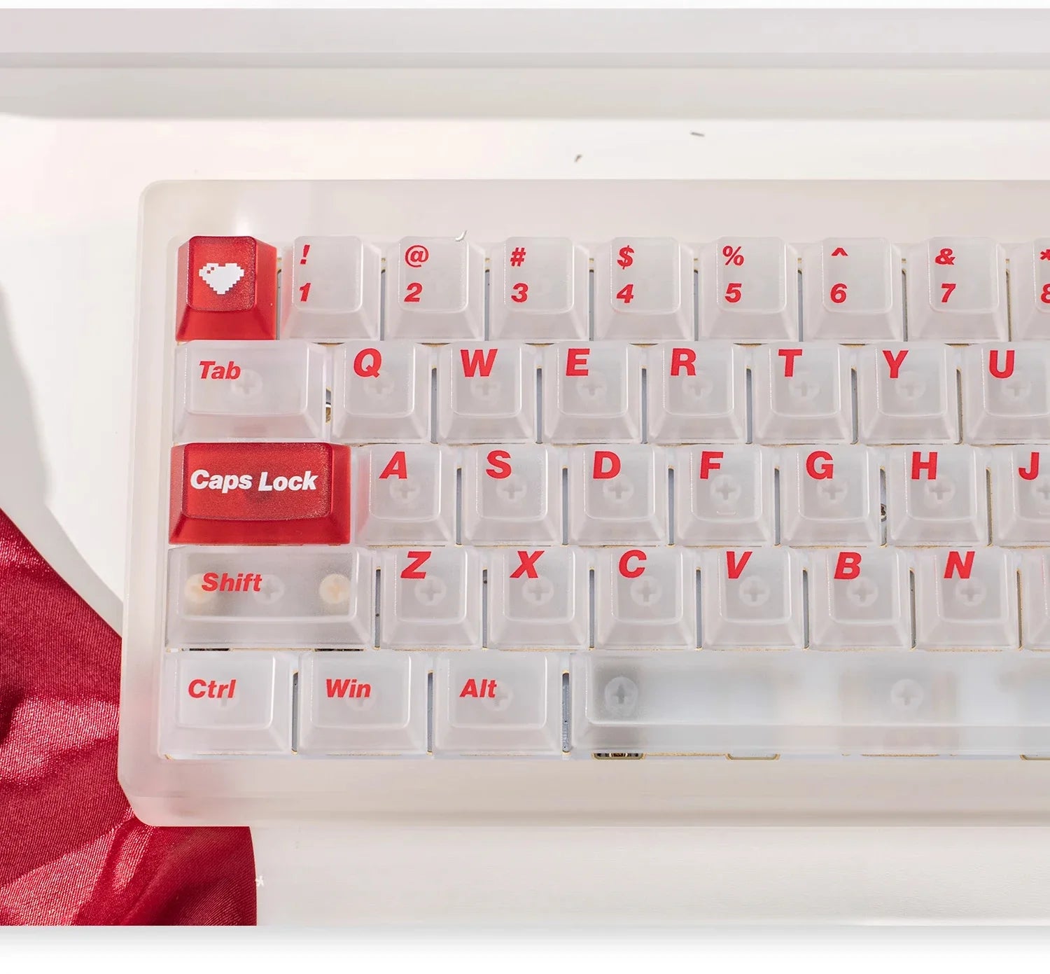 White Frog Korean Keycap Mist Pc Transparent Light Cherry 154/131 Key2.25/2.75/7U Space Bar Retro Red L Shape Enter Key Keycaps