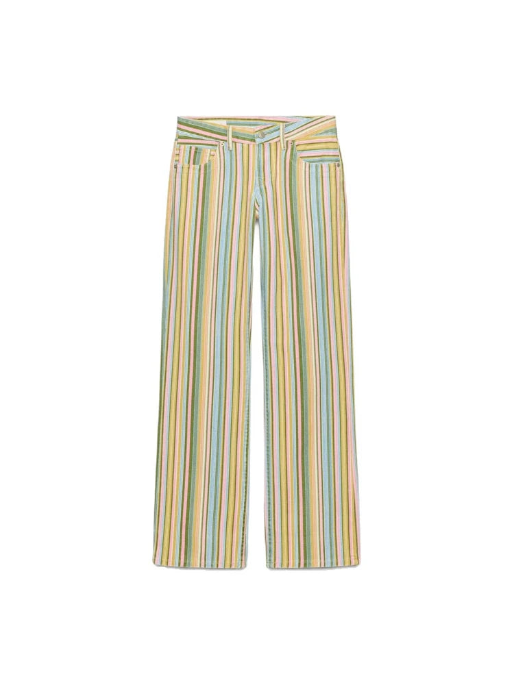 Multicolor Striped High Waisted Pants Straight Leg Retro Full Length Colorful Trousers 2026 Spring Casual Fashion Daily Wear