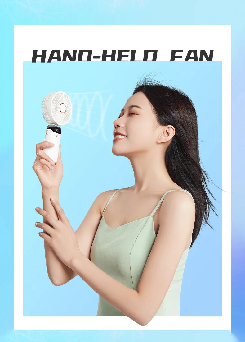 New Portable Hand-Held Fan Office Desktop Multifunctional Folding Double-Headed Small Electric Fan With A Neck Lanyard