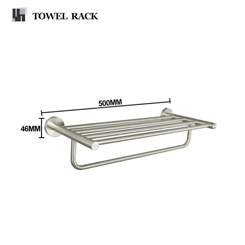 Brushed Nickel Wall Mount Stainless Steel Bathroom Hardware Set Towel Bar Towel Ring Paper Holder Robe Hook Bathroom Accessories