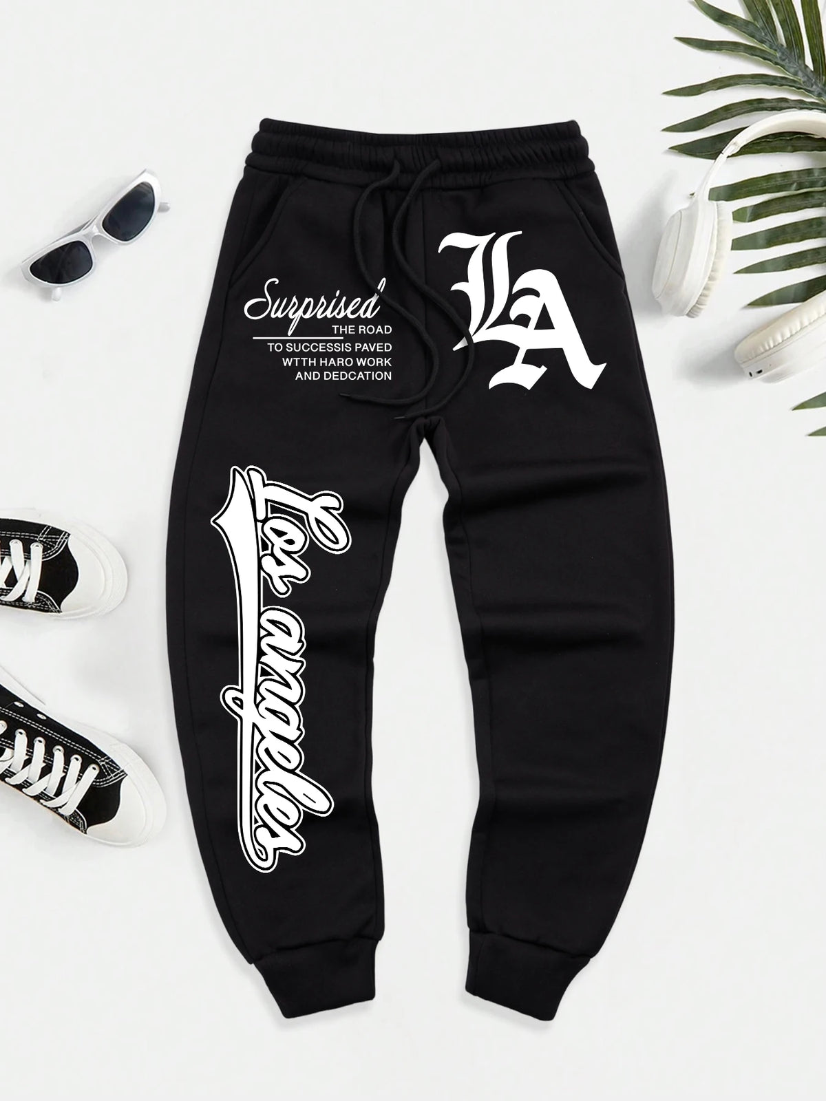 Los Angeles Art Letter Print Casual Sport Trousers Men Fashion Autumn Sweatpant Warm Soft Sportpants High Street Basic Britches