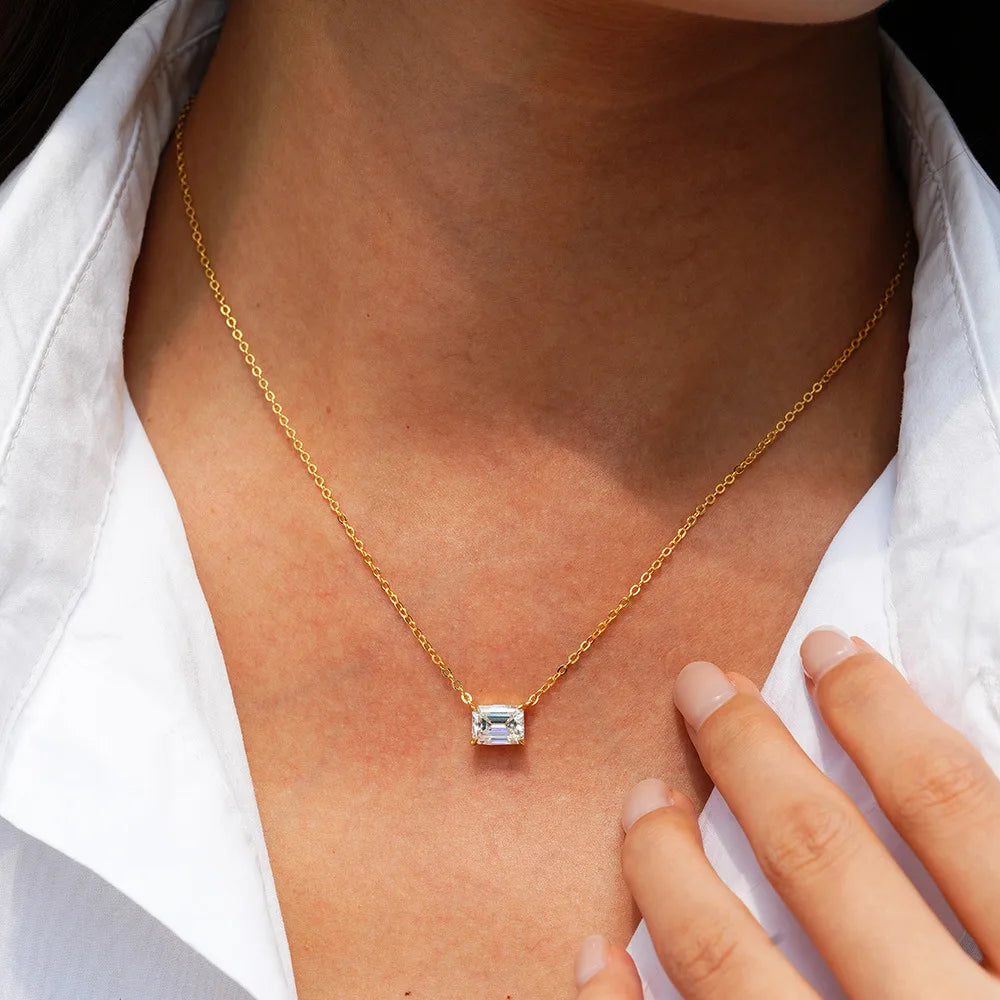 1CT / 2CT Emerald Heart Pear Princess Moissanite Diamond Pendants Necklaces For Women S925 Silver Fine Jewelry Women's Pendants