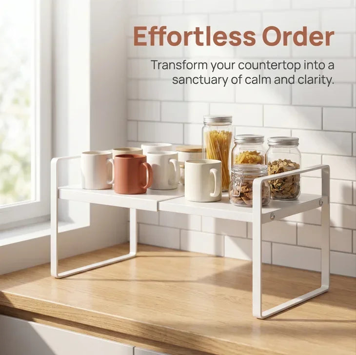 Expandable Kitchen Cabinet Organizer Multi Level Layered Storage Rack for Seasonings Dishes Spices Plates Space Saving Home