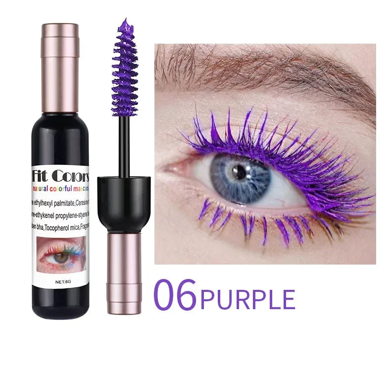 4D Colorful Mascara Waterproof Eyelash Extension Glitter Fast Dry Long-lasting Curling Purple Blue Pink Party Makeup Cosmetic