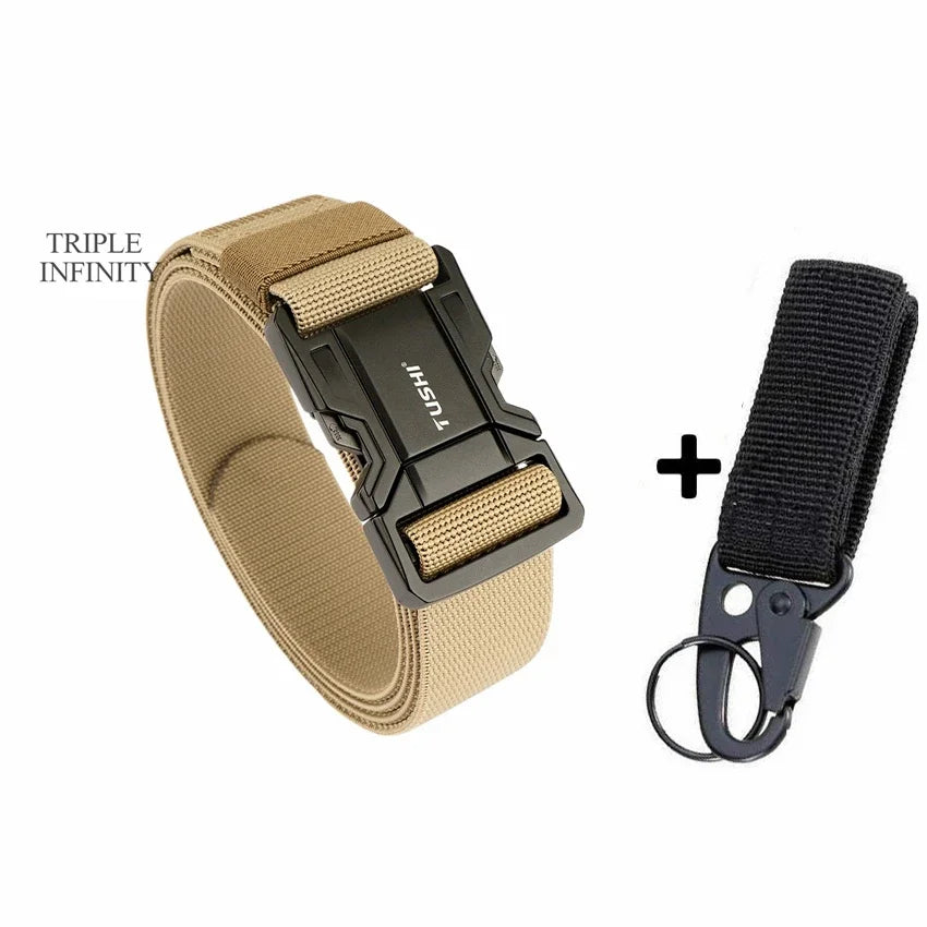 Quick Release Military Tactical Belts With Metal Buckle Durable Elastic Waist Belt Men Outdoor Training Stretch Strap For Pants