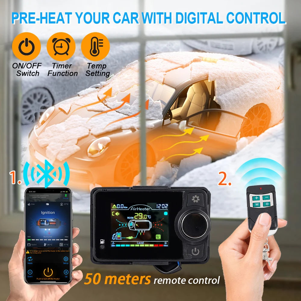 White vertical new 2/8KW Car Heater Diesel Air Heater Be common Bluetooth version 12V/24V/220V  camping for Truck Boat Bus RV